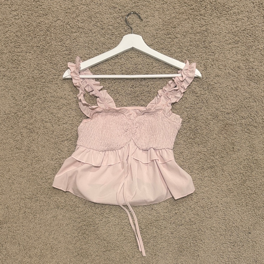 Pink Ruffled Sleeveless Top